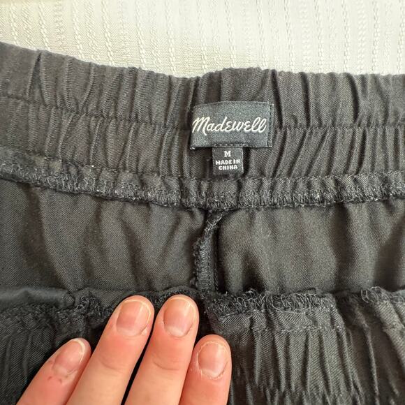 MADEWELL Shorts M Black Embroidered Pull-On Cotton Modal Blend Spring Casual - Picture 3 of 8